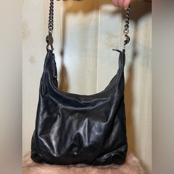 GUCCI black leather Hobo bag galaxy chain / with dustbag and Gucci cards - Picture 6 of 14